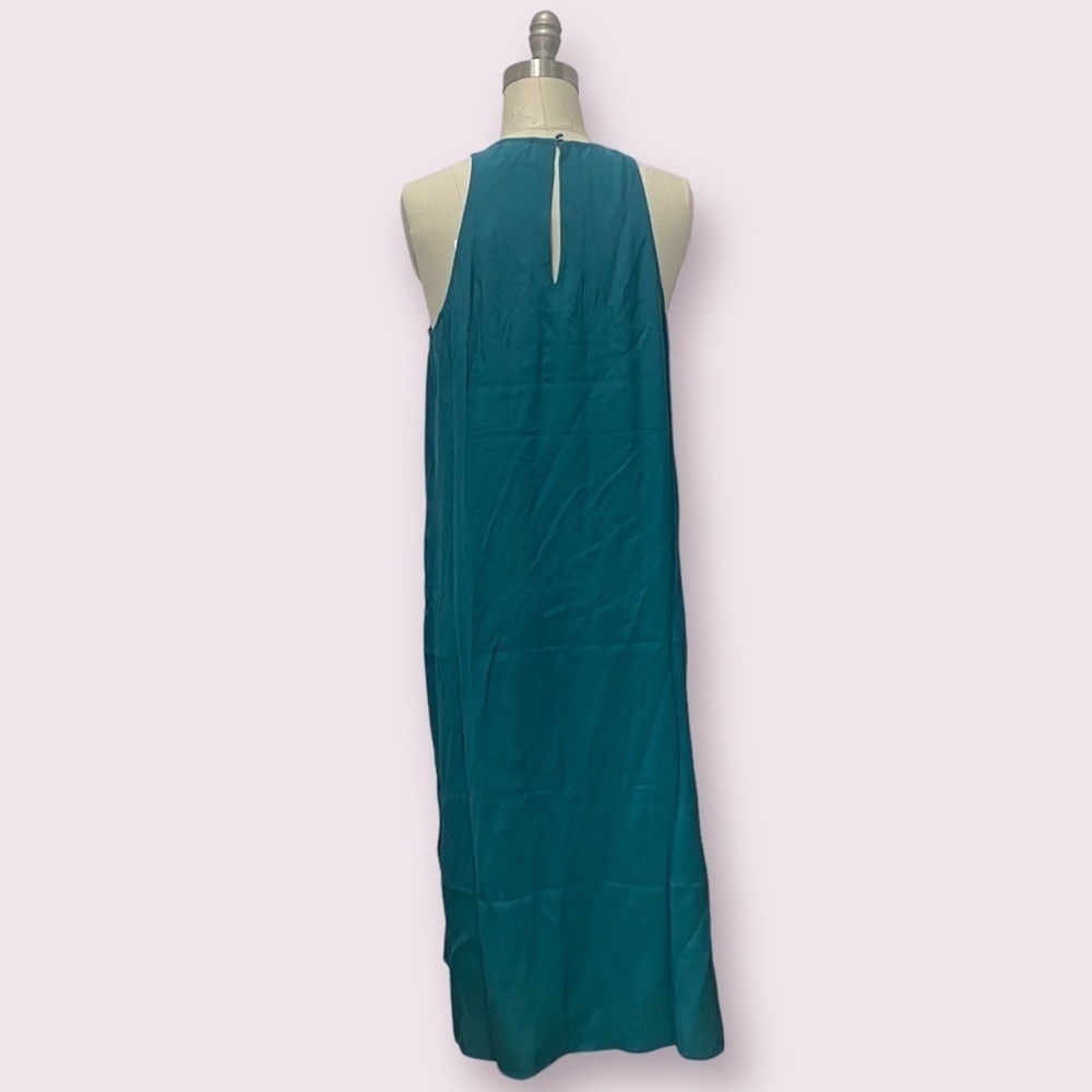 Women’s Satin Keyhole Back High Neckline Slip Dress A New Day Teal Size M - Picture 3 of 7